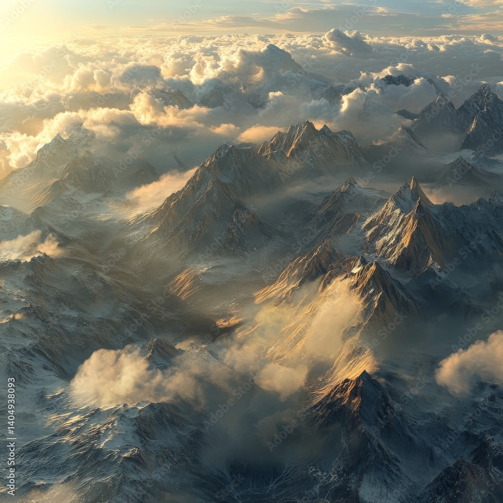 Mountains and sky: aerial view.