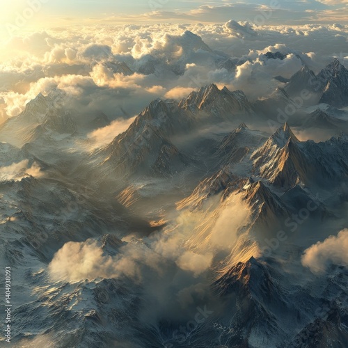 Obraz na płótnie Mountains and sky: aerial view. w salonie