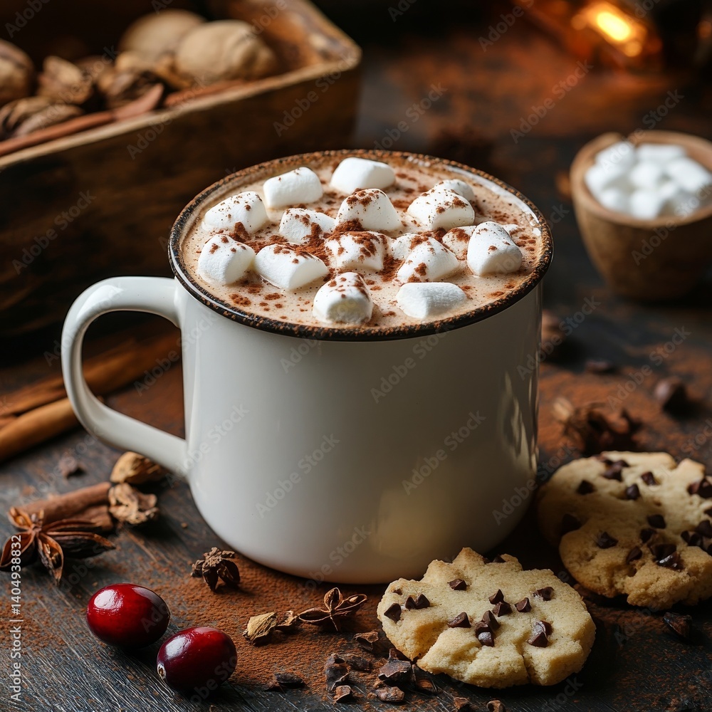 Cozy hot chocolate and spiced cookies for fall/winter.