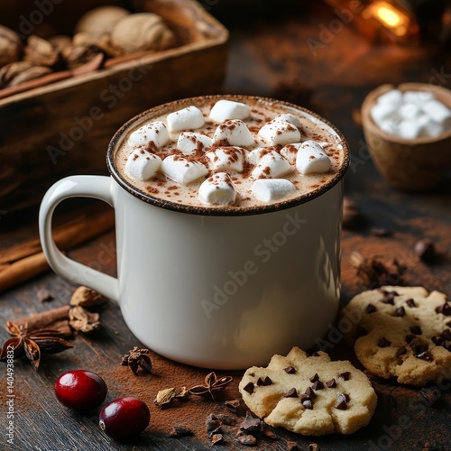 Obraz na płótnie Cozy hot chocolate and spiced cookies for fall/winter. w salonie