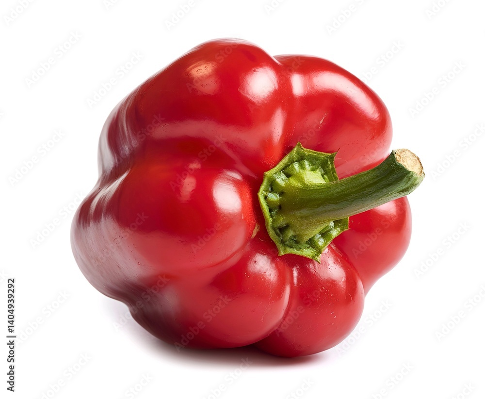 Single red sweet bell pepper isolated on white background Single red sweet bell pepper isolated on white background