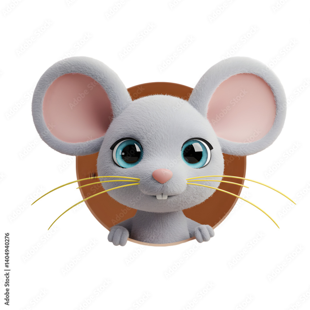 Charming Mouse Character Emerging from a Hole with a Sweet Expression Charming Mouse Character Emerging from a Hole with a Sweet Expression