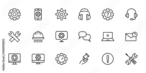 Technical support icons set vector illustration customer service and assistance helpdesk