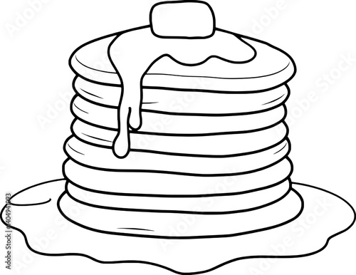 Delicious Stack of Pancakes Drizzled with Syrup and Butter