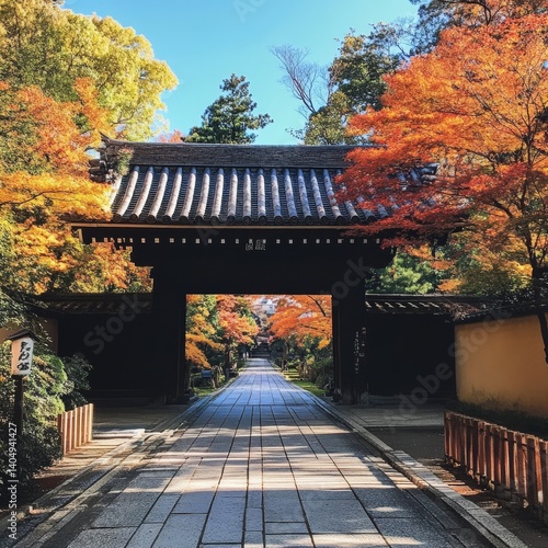 Obraz na płótnie Kyoto's Kitano Tenmangu: Autumn leaves. w salonie