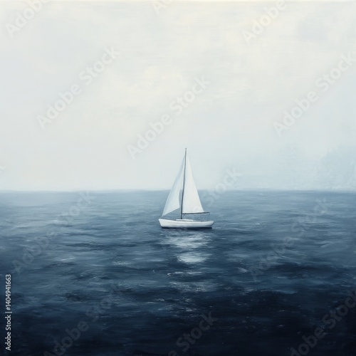 Obraz na płótnie Ocean view with sailboat. w salonie