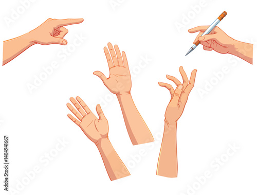Vector hands in different gestures