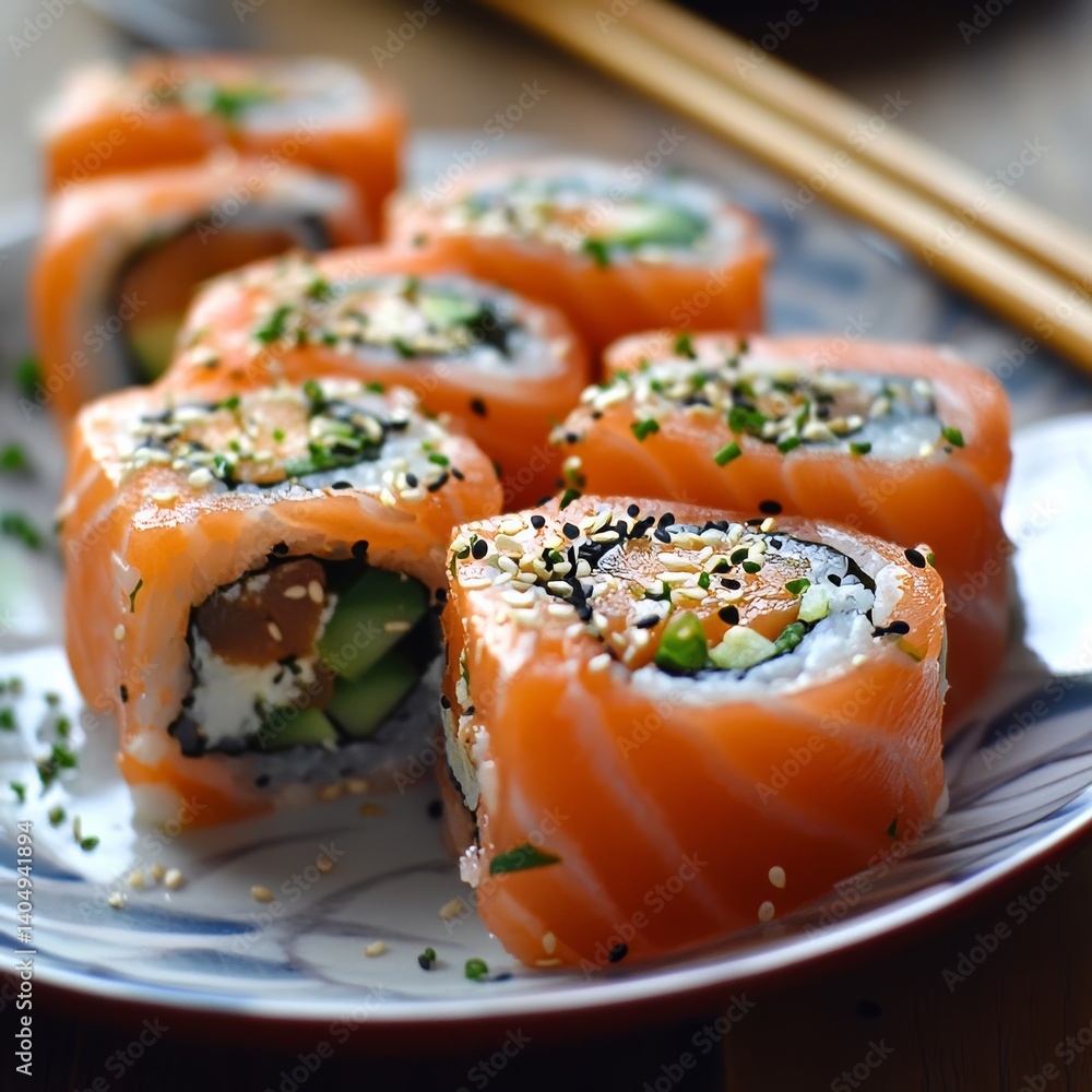 Salmon on rice: Sushi.
