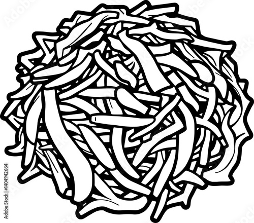 Colorful Illustration of Shredded Vegetables A Vibrant Mix of White Purple and Green