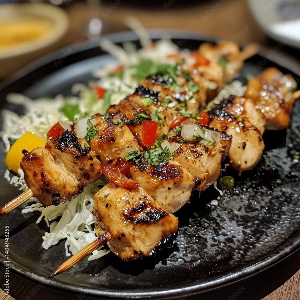 Chicken kebab, grilled.