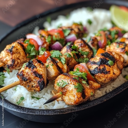 Obraz na płótnie Grilled chicken on a skewer. w salonie