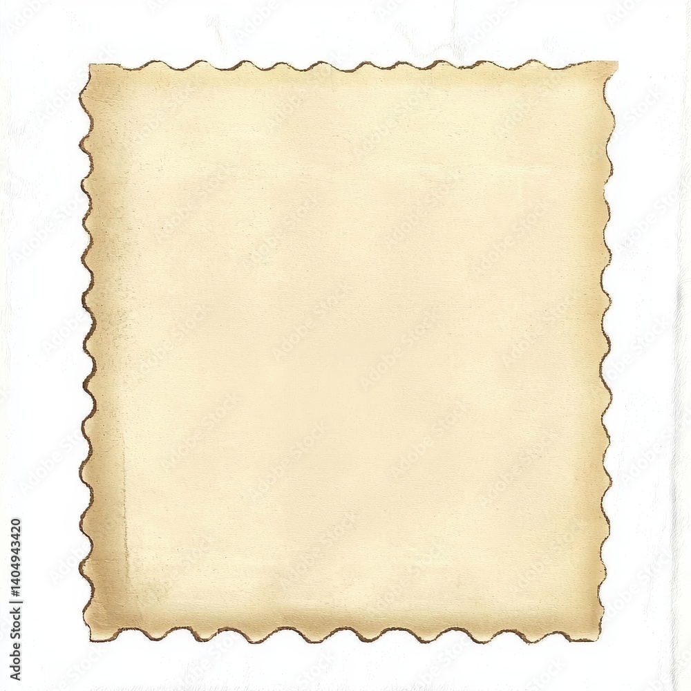 Fototapeta premium Blank Beige Postal Stamp on white background.