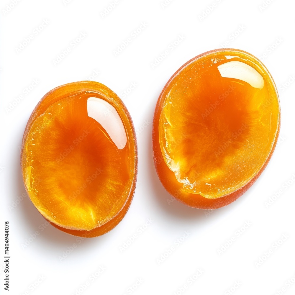Fresh apricot zefir halves isolated.
