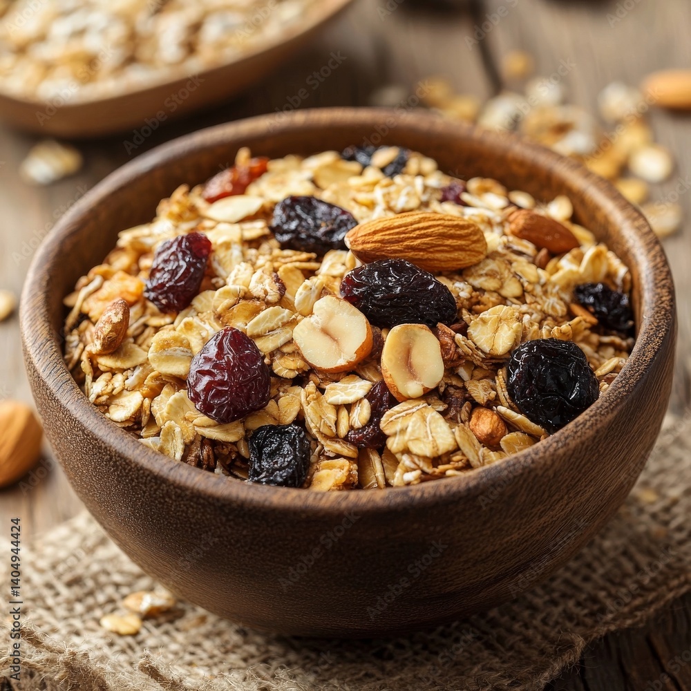 Healthy granola/muesli with lots of nuts and dried fruit.