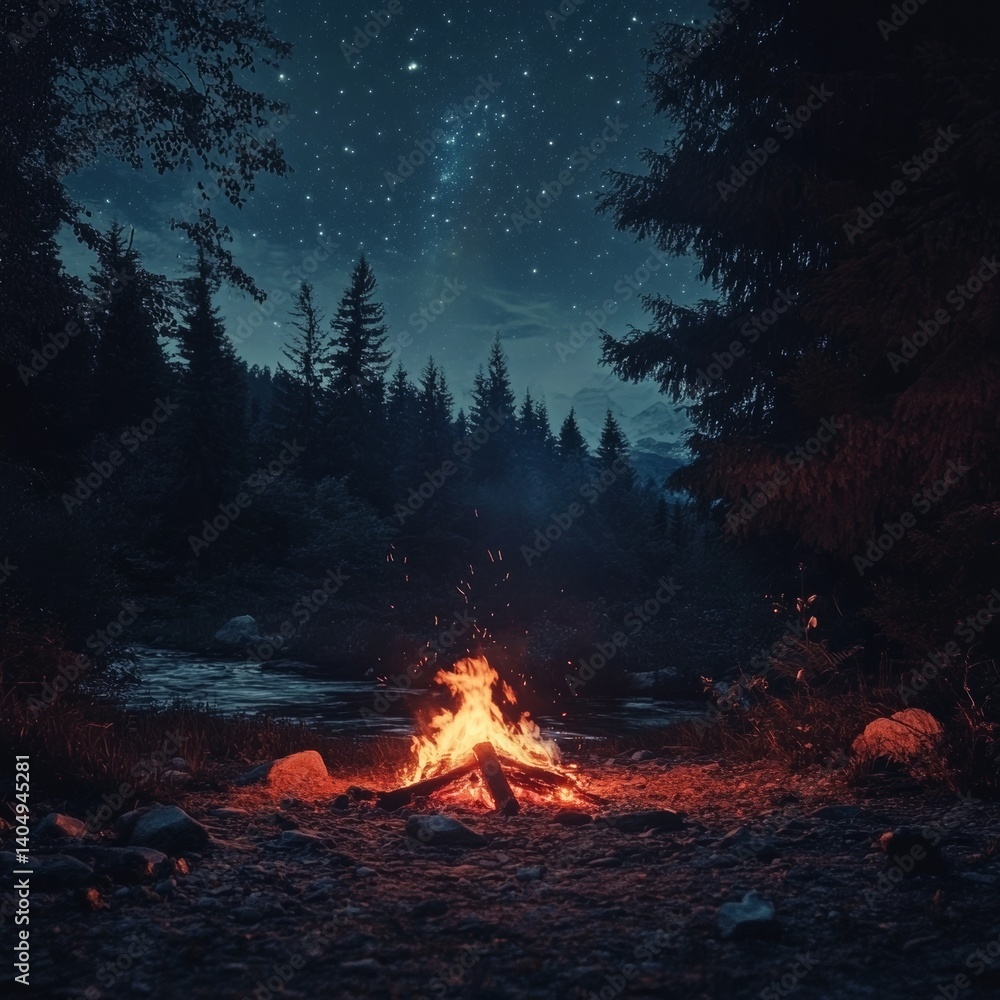 Nature's night fire burns.