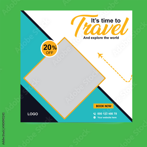 Travel tourism agency social media post poster cover page, header, timeline flyer web banner template design
