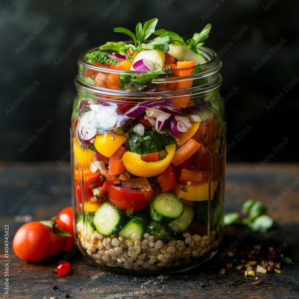 Veggie salad in a jar - healthy!