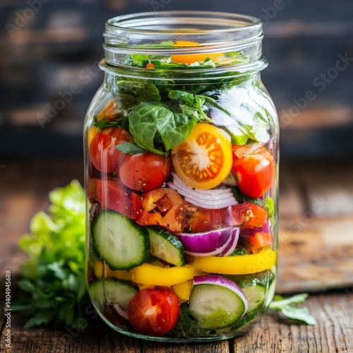 Obraz na płótnie Healthy salad, jarred veggies. w salonie