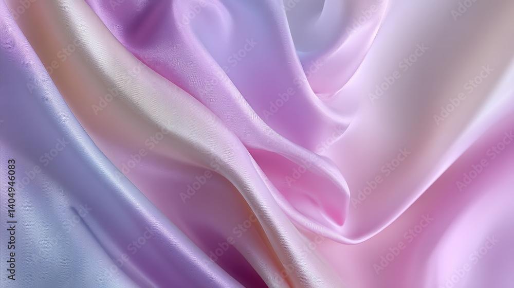 Obraz premium A closeup image of a luxurious silky fabric with a soft, pastel pink and blue color gradient, creating a delicate and elegant texture, perfect for illustrating luxurious concepts, fashion design.