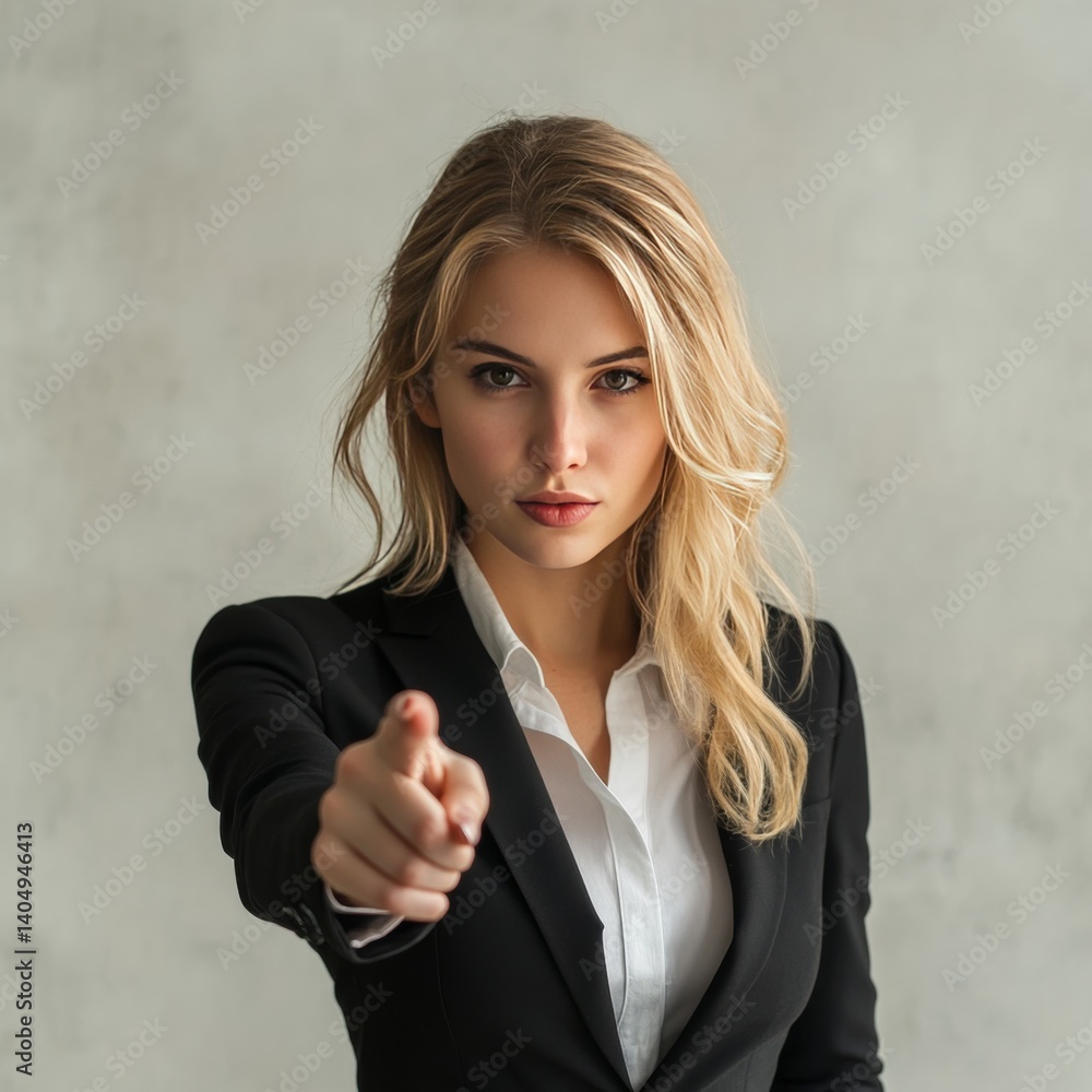Finger pointing businesswoman.