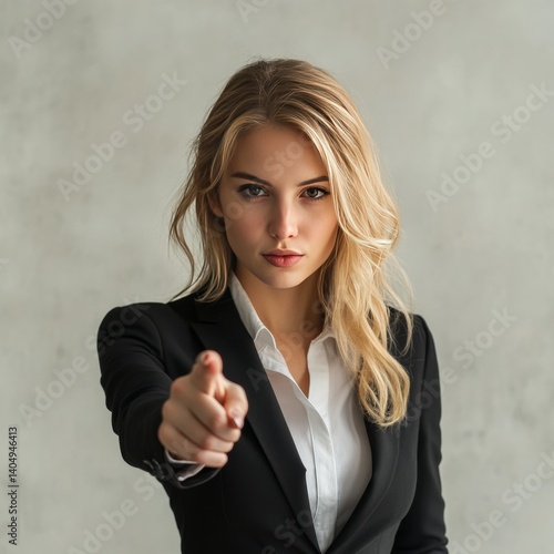 Obraz na płótnie Finger pointing businesswoman. w salonie