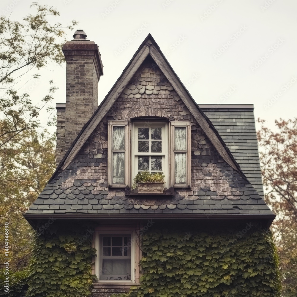 House peak with pretty window.