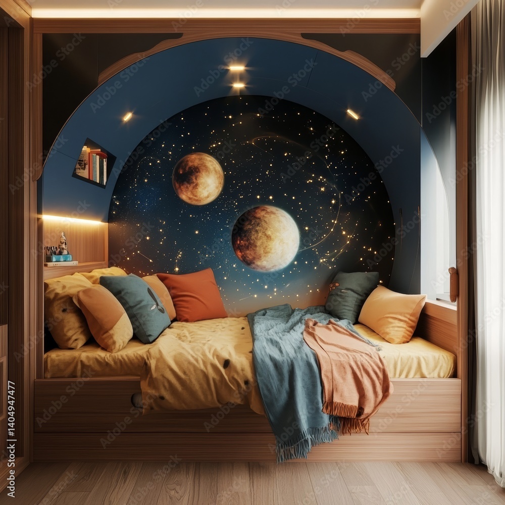 Cosmos decor: child's bed and seating area.