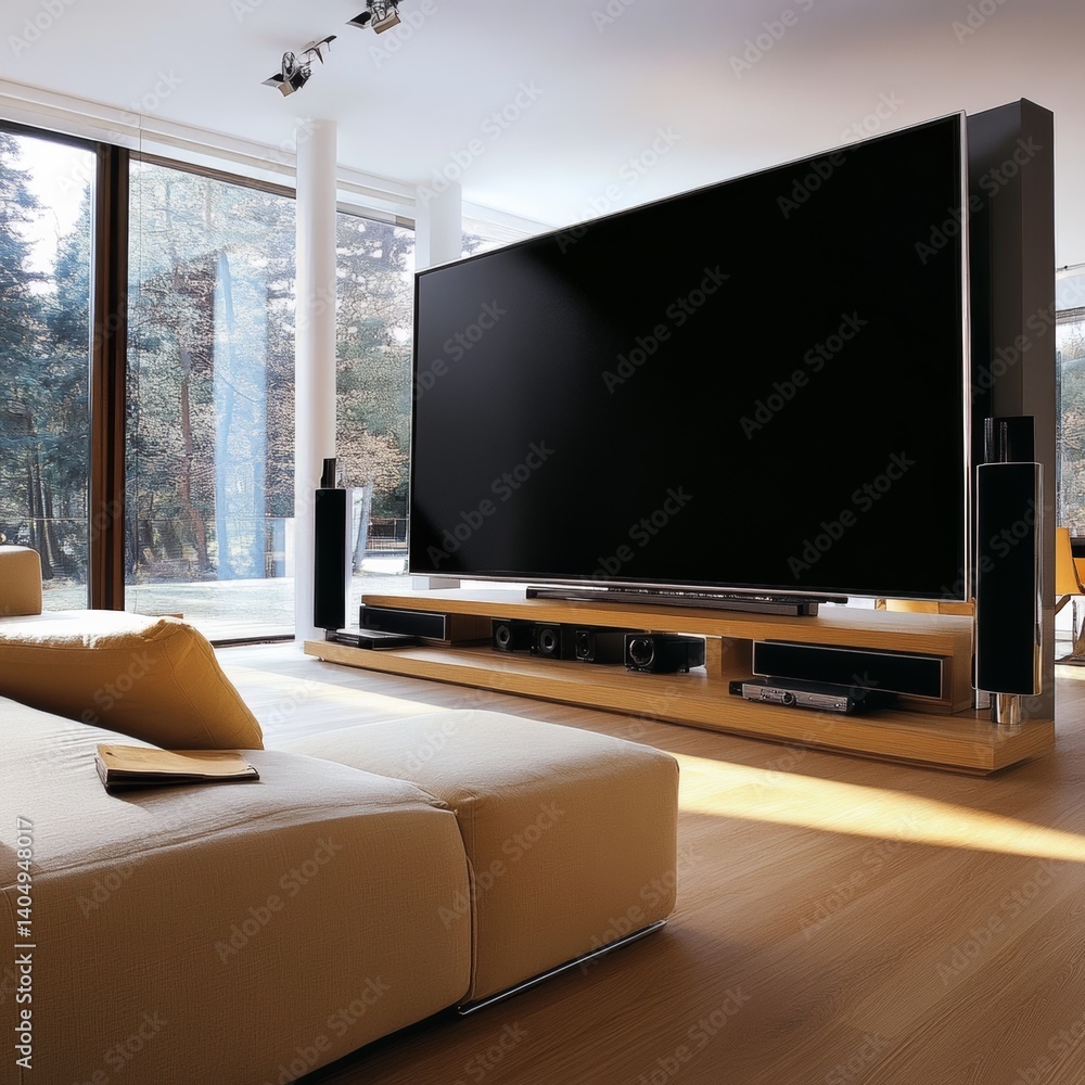 Large TV in a modern living space.
