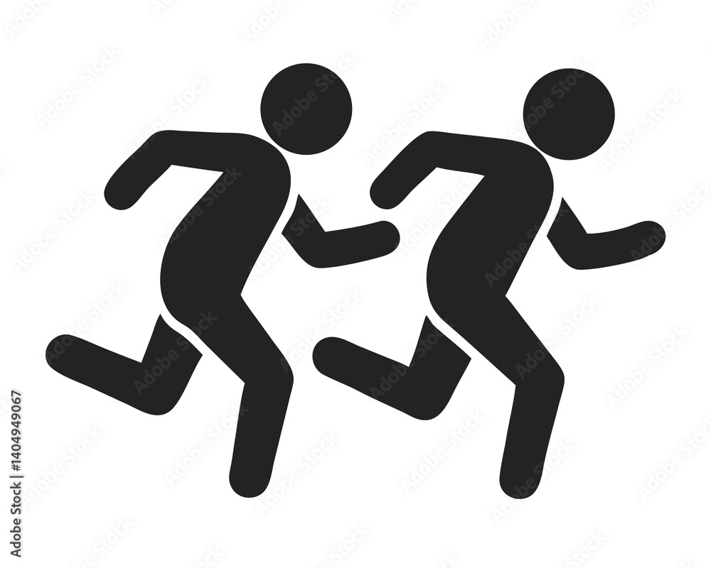 People running in a pose on a white surface, fitness, active lifestyle People running in a pose on a white surface, fitness, active lifestyle
