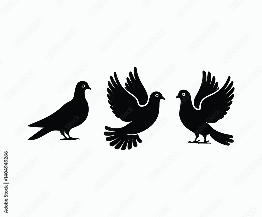 Fototapeta premium Mourning Dove Silhouette Collection EPS Vector Template