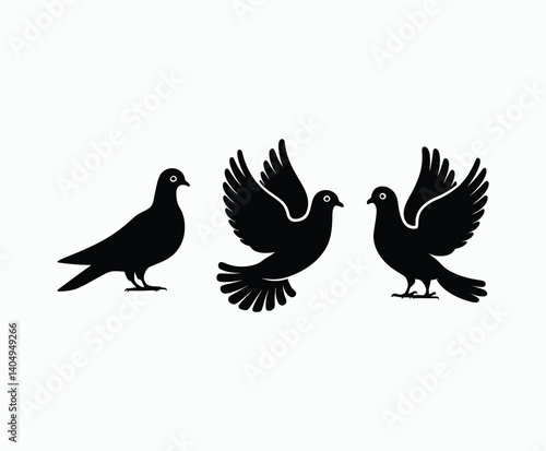 Mourning Dove Silhouette Collection EPS Vector Template