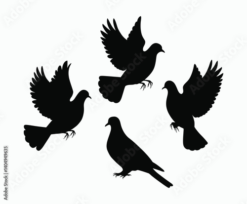 Mourning Dove Silhouette EPS Vector Template