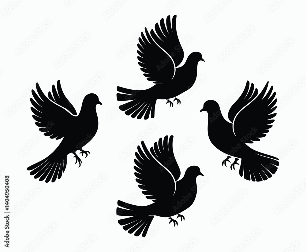 Mourning Dove Silhouette Vector Illustration Template Mourning Dove Silhouette Vector Illustration Template