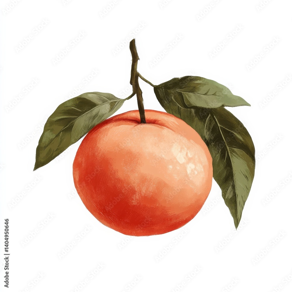 Isolated peach on white.