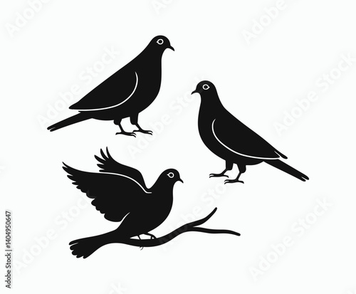 Simple Mourning Dove Silhouette Vector on White Background