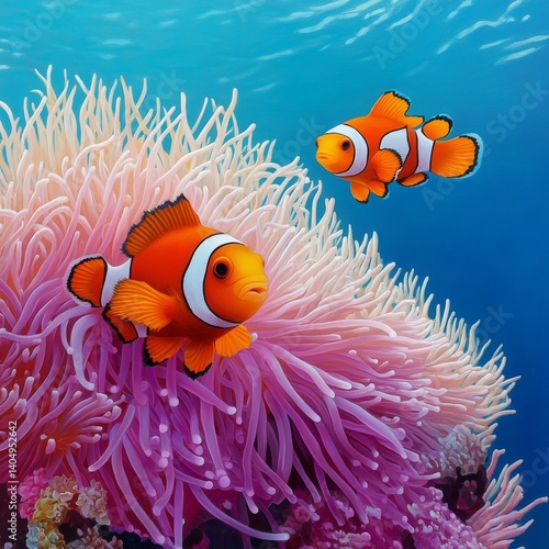 Obraz na płótnie Clownfish live in reef anemones. w salonie
