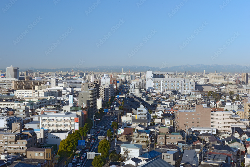 Obraz premium 東京都足立区の俯瞰風景