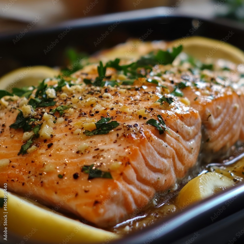 Cooked salmon.