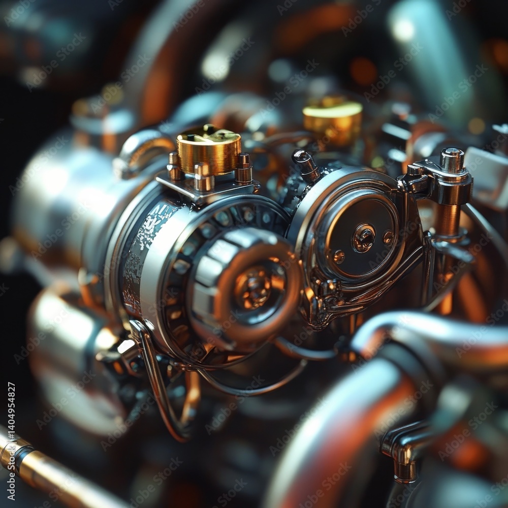 Shallow depth, engine close-up.