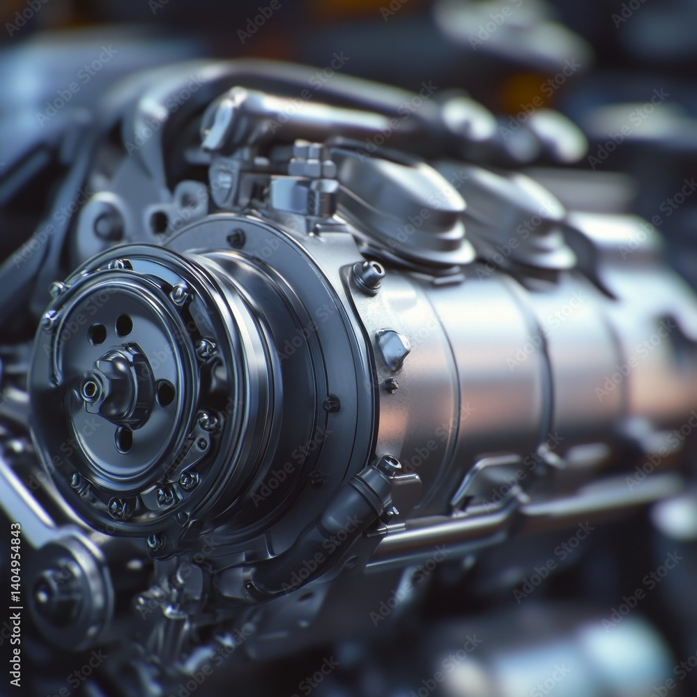 Engine detail; blurred background.