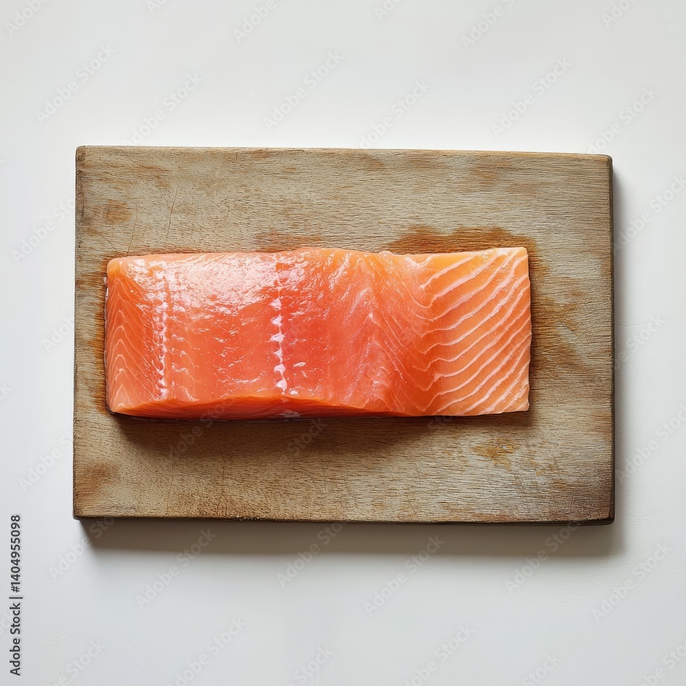 Fresh salmon fillet, uncooked.