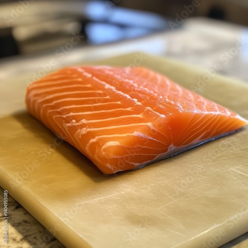Obraz na płótnie Uncooked salmon on board. w salonie