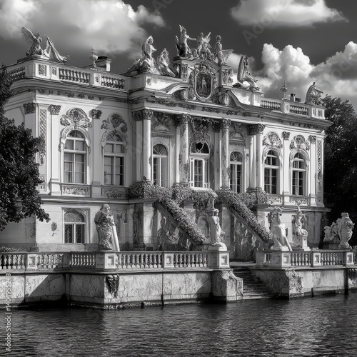 Obraz na płótnie Yelagin Palace fragment, St. Petersburg. B&W. w salonie