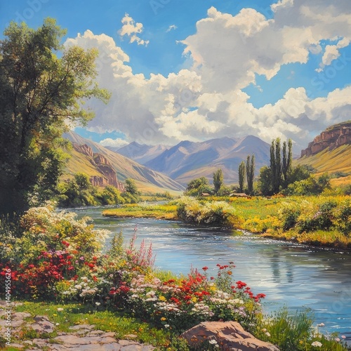 Obraz na płótnie Armenian river scene. w salonie