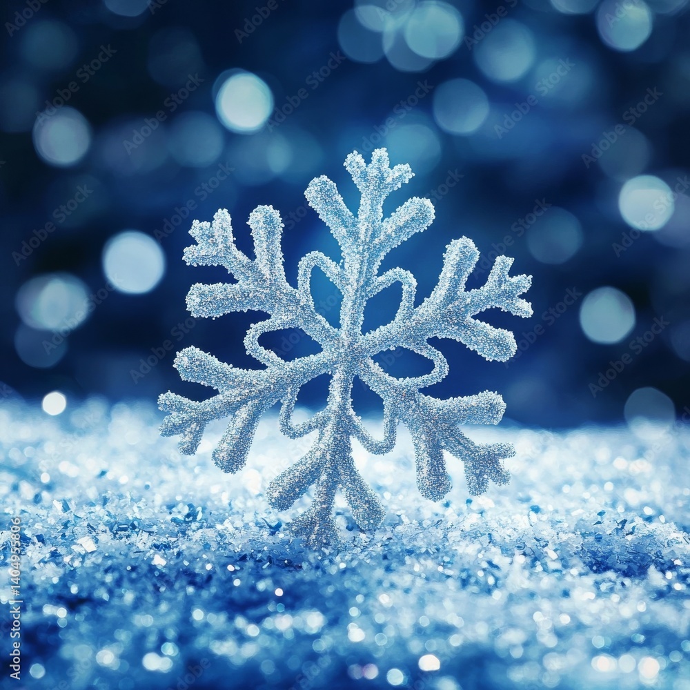 Winter background with Christmas snowflake.