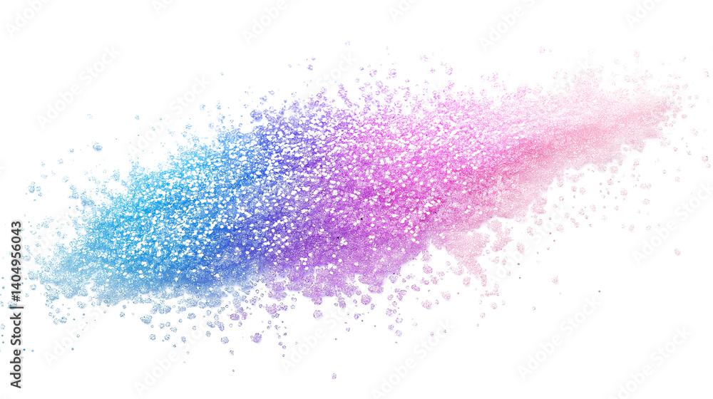 Fototapeta premium Holographic shimmer powder scatter in a dreamy pastel gradient, hyper-detailed light refraction, PNG on white