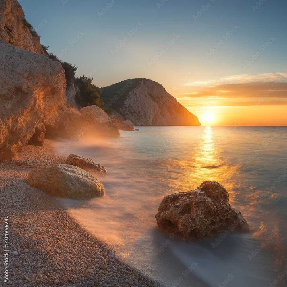Beach sunrise. Zakynthos, Greece.