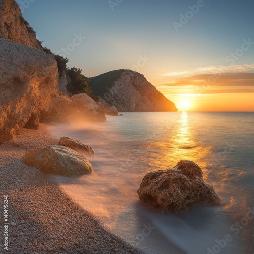 Obraz na płótnie Beach sunrise. Zakynthos, Greece. w salonie