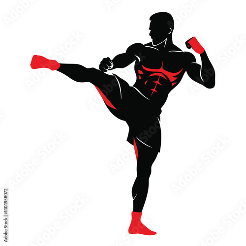 realistic silhouette of a boxer with visible leg muscles vector illustration