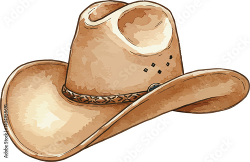 Watercolor cowboy Hat Clipart on a white background